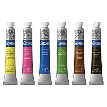 Winsor & Newton Cotman Watercolor Paint Set, 6 Colors, 8ml (0.27-oz) Tubes