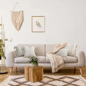 decorUhome Decorative Boho Throw Pillow Covers 12x20 Set of 2, Lumbar Accent Neutral Textured Tufted Pillow Covers Striped for Couch Bed Sofa Living Room, Beige and Cream White