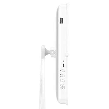 Impressions Vanity Touch Pro Makeup Mirror with LED Lights and Speaker, 360 Adjustable Rotation Rectangle Vanity Mirror with Touch Screen Switch and USB Charging Port (White)