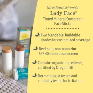 Earth Mama Tinted Mineral Sunscreen Stick SPF 40 - Natural Beauty