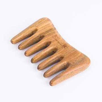 Breezelike Wide Tooth Hair Comb - Natural Mini Wood Comb for Curly Hair - No Static Sandalwood Hair Pick Wooden Comb for Detangling