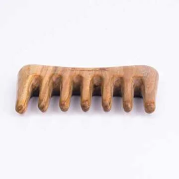 Breezelike Wide Tooth Hair Comb - Natural Mini Wood Comb for Curly Hair - No Static Sandalwood Hair Pick Wooden Comb for Detangling