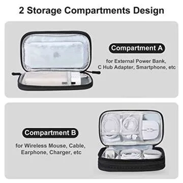 Bevegekos Tech Organizer Travel Case, Carrying Tech Kit for Electronics and Accessories (Medium, Black)