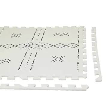 Extra Large Interlocking EVA Foam Baby Play Mat Soft Stylish Non-Toxic Kids Toddler Play Floor Tiles Mats with Edges 6 pcs 6'x4' Mudcloth Style (Light Beige)