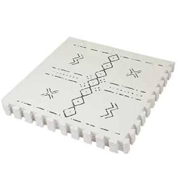 Extra Large Interlocking EVA Foam Baby Play Mat Soft Stylish Non-Toxic Kids Toddler Play Floor Tiles Mats with Edges 6 pcs 6'x4' Mudcloth Style (Light Beige)