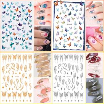 JOYJULY Nail Art Design Tools - 3D Decorations Kit with Brushes, Dotting Tools, Holographic Stickers, Nail Foil Tape, Rhinestones and Pick-Up Tweezers