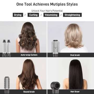 5 in 1 Hair Air Styler - Rotating Hair Dryer Brush 110000 RPM for Fast Drying Hot-Air Automatic Wrap...
