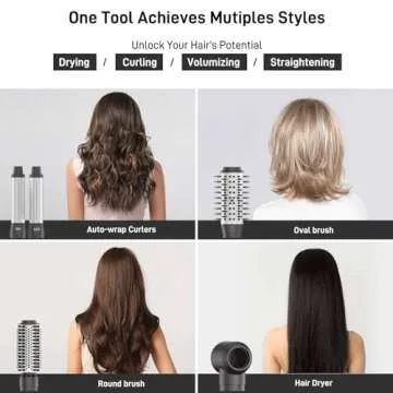 5 in 1 Hair Air Styler - Rotating Hair Dryer Brush 110000 RPM for Fast Drying Hot-Air Automatic Wrap...