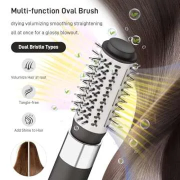 5 in 1 Hair Air Styler - Rotating Hair Dryer Brush 110000 RPM for Fast Drying Hot-Air Automatic Wrap Curlers for Curling, Frizz-Free Blow Dryer Brush for Straightening Volumizing No Heat Damage(Gray)