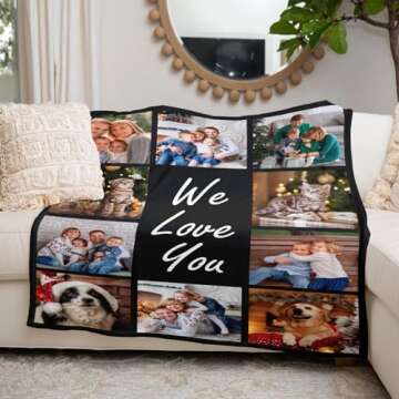 Custom Blanket with Photos, Personalized Blanket with Picture, Customized Blanket, Photo Blankets Customize, Picture Blankets, Personalized Gifts for Women Mom Dad Baby Kid Girlfriend Boyfriend Couple