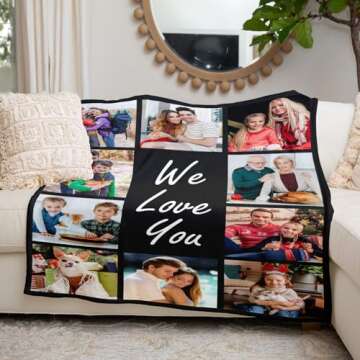 Custom Blanket with Photos, Personalized Blanket with Picture, Customized Blanket, Photo Blankets Customize, Picture Blankets, Personalized Gifts for Women Mom Dad Baby Kid Girlfriend Boyfriend Couple