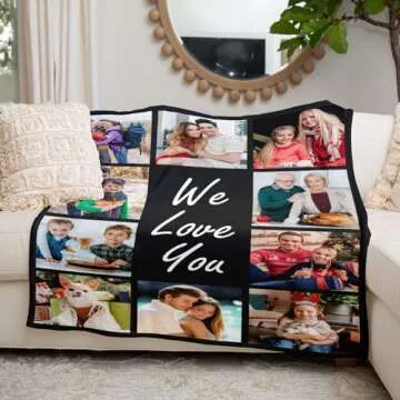 Custom Blanket with Photos, Personalized Blanket with Picture, Customized Blanket, Photo Blankets Customize, Picture Blankets, Personalized Gifts for Women Mom Dad Baby Kid Girlfriend Boyfriend Couple