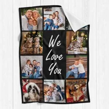 Custom Blanket with Photos, Personalized Blanket with Picture, Customized Blanket, Photo Blankets Customize, Picture Blankets, Personalized Gifts for Women Mom Dad Baby Kid Girlfriend Boyfriend Couple