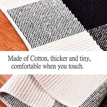 DOLOPL Runners Porch Rug Kitchen Runner Buffalo Check Cotton Woven 2'x4' Entryway Mats Machine Washa...