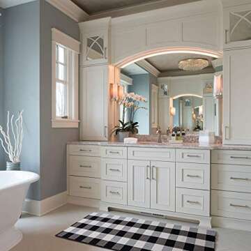 DOLOPL Runners Porch Rug Kitchen Runner Buffalo Check Cotton Woven 2'x4' Entryway Mats Machine Washable Easy to Clean for Kitchen Dining Room Bedroom Laundry Room(Black and Off White)