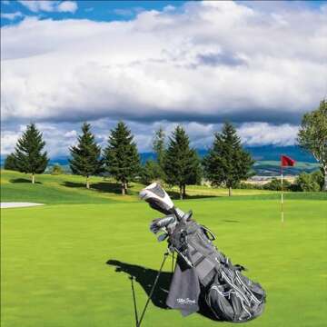 Premium magnetic golf towel with golf club brush | extra strong magnet golf towel with deep waffle technology | Golf club cleaner brush with water tank | ultimate golf club cleaning kit