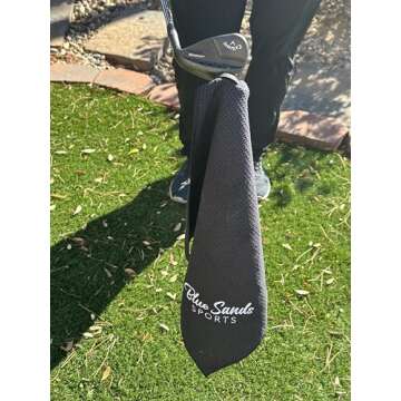 Premium magnetic golf towel with golf club brush | extra strong magnet golf towel with deep waffle technology | Golf club cleaner brush with water tank | ultimate golf club cleaning kit