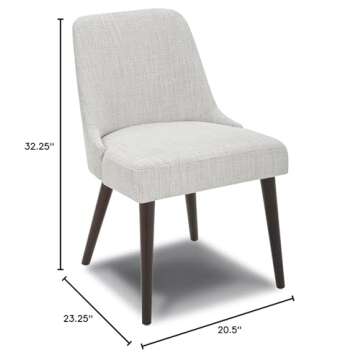 CHITA Mid-Century Modern Dining Chair, Upholstered Fabric Accent Chair,Set of 2, Ivory