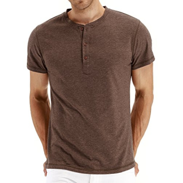 PEGENO Men's Casual Slim Fit Short Sleeve Henley T-Shirts for Stylish Comfort