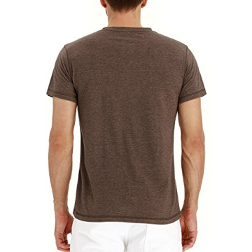 PEGENO Men's Casual Slim Fit Henley T-Shirts in VG-Brown