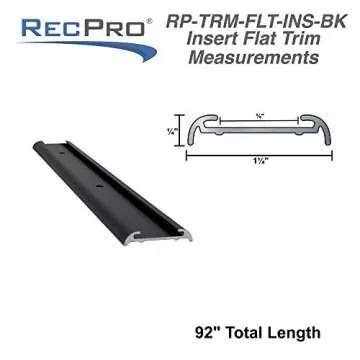 RecPro RV Insert Roof Flat Trim | Black | Aluminum | 92" Length | Made in The USA (5 Count)