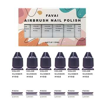 FAVAI Airbrush Gel Nail Polish Set in White Color (#102) - 6x15ml Glass Bottles for Stunning Nail Ar...