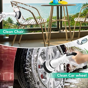 MECO Electric Spin Scrubber, Power Scrubber Cordless High Rotation Handheld Bathroom Scrubber Rechargeable with 3 Replaceable Cleaning Brush Heads for Cleaning Tub, Tile, Floor, Sink, Wall, Window