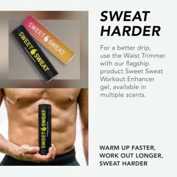 Sweet Sweat Waist Trimmer for Women and Men - Sweat Band Waist Trainer Belt for High Intensity Training and Gym Workouts, 5 Adjustable Sizes Matte Black