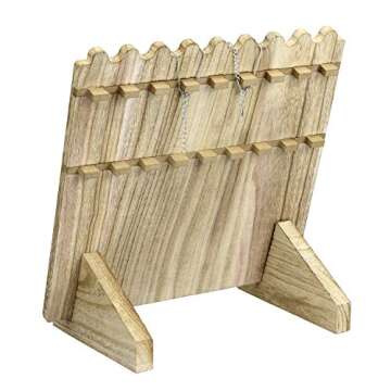 MOOCA Wooden Plank Necklace Jewelry Display Stand for 8 Necklaces, Jewelry Display Holder, Wood Plank Storage Holder, Jewelry Stand, Oak Color