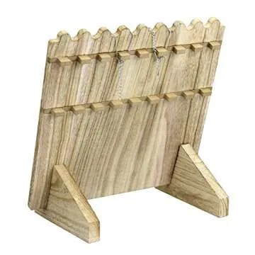MOOCA Wooden Plank Necklace Jewelry Display Stand for 8 Necklaces, Jewelry Display Holder, Wood Plank Storage Holder, Jewelry Stand, Oak Color
