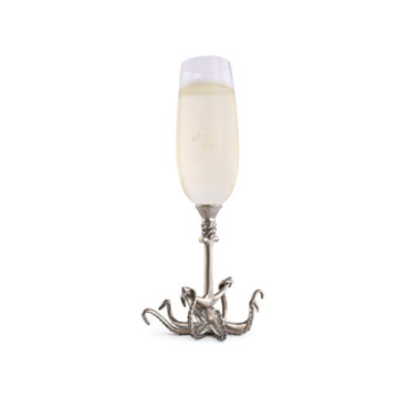 Vagabond House Champagne Flute Pewter Glass Octopus Design