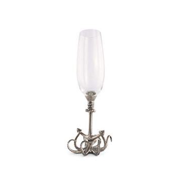 Vagabond House Champagne Flute Pewter Glass Octopus Design