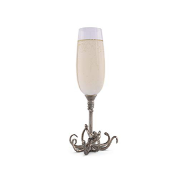 Vagabond House Champagne Flute Pewter Glass Octopus Design