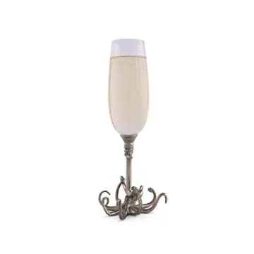 Vagabond House Champagne Flute Pewter Glass Octopus Design