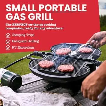 nomadiQ Portable Propane Gas Grill | Perfect Camping Grill for BBQ | Small Lightweight Outdoor Grill...
