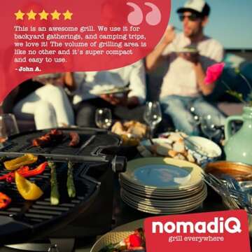 Lightweight nomadiQ Portable Grill for Camping and Tailgating