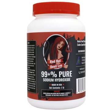 Duda Energy 2 lb Red Hot Devil Lye - Premium Food-Grade Sodium Hydroxide for Soap Making & Cleaning ...