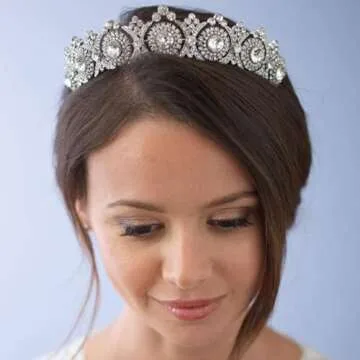 Jakawin Bride Silver Rhinestone Wedding Tiara