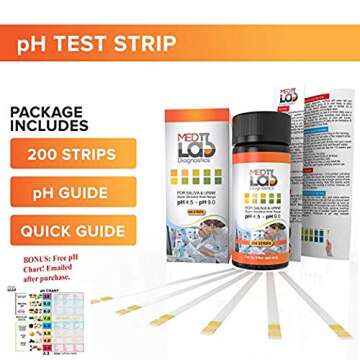 Med Lab pH Test Strips - 200 Litmus Paper pH Test Strips for Urine and Saliva Level Testing - pH Bal...