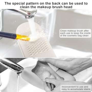 woloyo Travel Makeup Brush Holder, Silicone Makeup Bag Organizer, Make up Brushes Pack Cosmetic Bag, Makeup Brush Case Travel Essentials for Women (White)