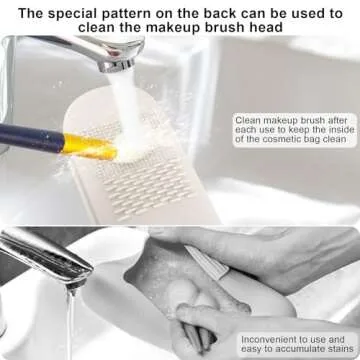 woloyo Travel Makeup Brush Holder, Silicone Makeup Bag Organizer, Make up Brushes Pack Cosmetic Bag, Makeup Brush Case Travel Essentials for Women (White)