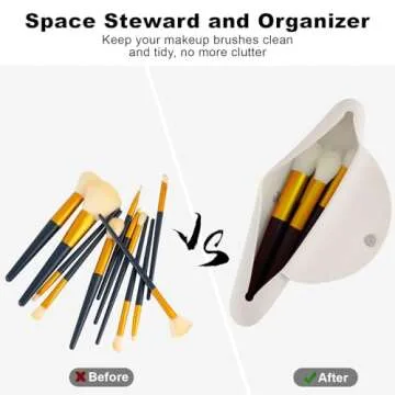 woloyo Travel Makeup Brush Holder, Silicone Makeup Bag Organizer, Make up Brushes Pack Cosmetic Bag, Makeup Brush Case Travel Essentials for Women (White)