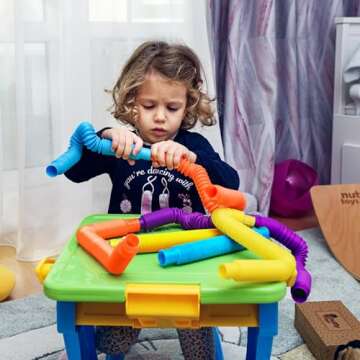 NUTTY TOYS 4 Large Sensory Toy Pop Tubes | Stocking Stuffers for Kids & Toddlers | Boost Creativity & Fine Motor Skills | Top ADHD & Autism Fidget 2024 | Best Preschool Boy & Girl Ideas