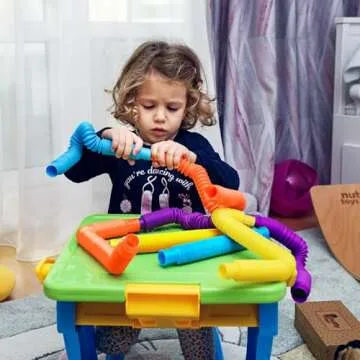 NUTTY TOYS 4 Large Sensory Toy Pop Tubes | Stocking Stuffers for Kids & Toddlers | Boost Creativity & Fine Motor Skills | Top ADHD & Autism Fidget 2024 | Best Preschool Boy & Girl Ideas