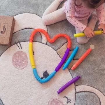 NUTTY TOYS 4 Large Sensory Toy Pop Tubes | Stocking Stuffers for Kids & Toddlers | Boost Creativity & Fine Motor Skills | Top ADHD & Autism Fidget 2024 | Best Preschool Boy & Girl Ideas