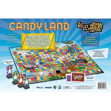 Candy Land Willy Wonka and the Chocolate Factory Board Game | Themed Candy Land Board Game | Artwork from the Willy Wonka Movie