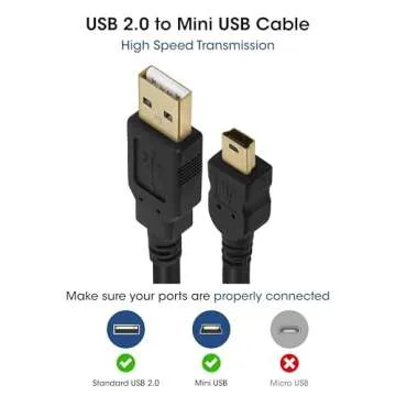 Durable 10ft Mini USB Cable for Fast Data Transfer