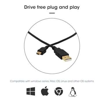 Durable 10ft Mini USB Cable for Fast Data Transfer