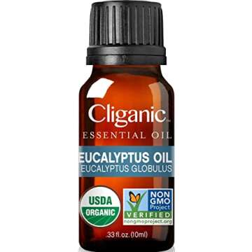 Cliganic USDA Organic Eucalyptus Essential Oil, 100% Pure | Natural Aromatherapy Oil for Diffuser Steam Distilled | Non-GMO Verified (Packaging May Vary)