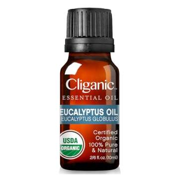 Cliganic USDA Organic Eucalyptus Essential Oil, 100% Pure | Natural Aromatherapy Oil for Diffuser Steam Distilled | Non-GMO Verified (Packaging May Vary)